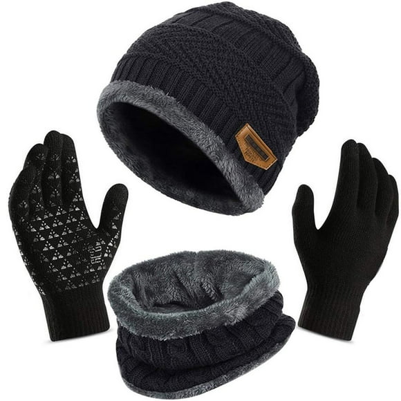 Womens Hats Women Winter Beanie Warmer Scarf Touchscreen Gloves Set Warmer Neck Thick Knit Skull Set Caps For Women