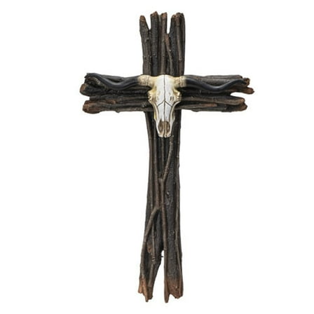 Western Crucifix with Cow Skull Plaque 10.25 x 17 Inch