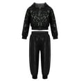 thumbnail image 2 of Aislor Kids Boys Girls Hip-hop Jazz Stage Performace Sequins Hooded Tops Jacket with Pants Dance Outfit, 2 of 7