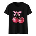 thumbnail image 4 of Women's T-Shirts Basic Tops Cherry Graphic Summer Short Sleeve Slim Fit Gift Clothes, 4 of 5