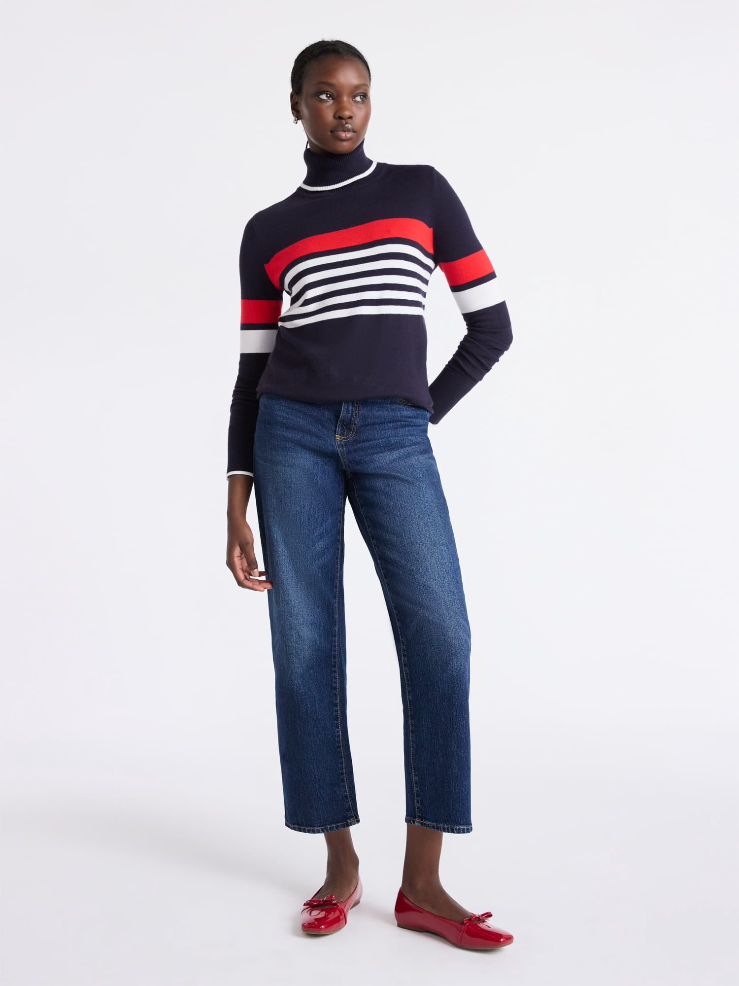 Free Assembly Women's Cozy Yarn Turtleneck Sweater with Long Sleeves, Sizes XS-XXL