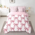 thumbnail image 2 of Feelyou Princess Bowknot Kids Bedding Comforter Set 7pcs, Modern Fashion Ribbon King Bedding Sets, Watercolor Bow-tie Reversible Bed Sheets, Super Cozy Room Decor, 2 of 8