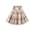 thumbnail image 2 of Sunny Fashion Girls Skirt Tan Mustard Gingham Pleated Elastic Student Everyday Outdoor Summer 7-8 Years, 2 of 5