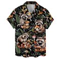 thumbnail image 3 of Camisas hawaianas con estampado 3D de animales, gatos, mapaches, para hombre, camisa con estampado de dinosaurio, solapa con botones, manga corta, ropa de moda Aloha, 3 of 5