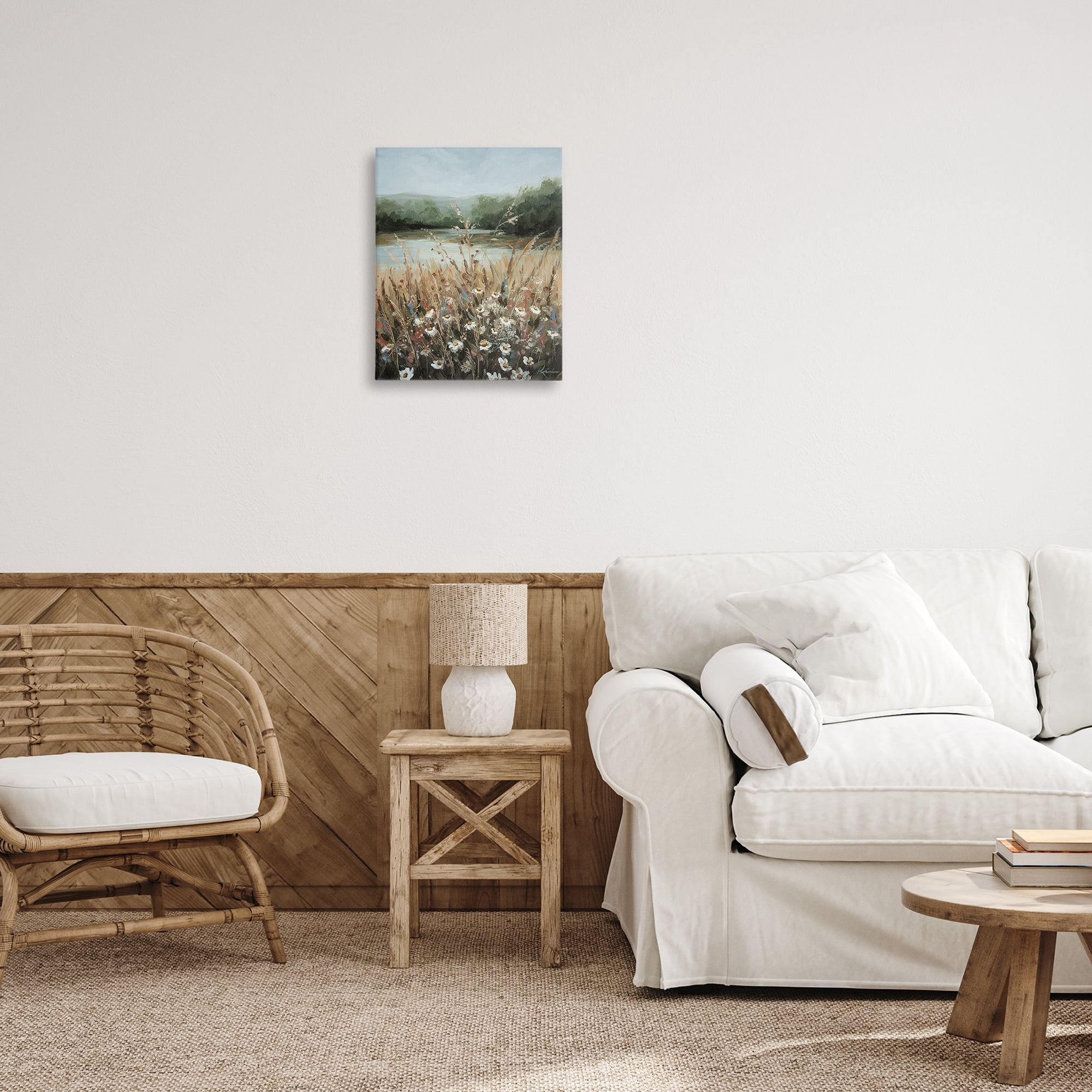 Stupell Industries Wild Blooms by Marsh Landscape & Nature Painting Wrapped Canvas Art Print Wall Art, 16 x 20