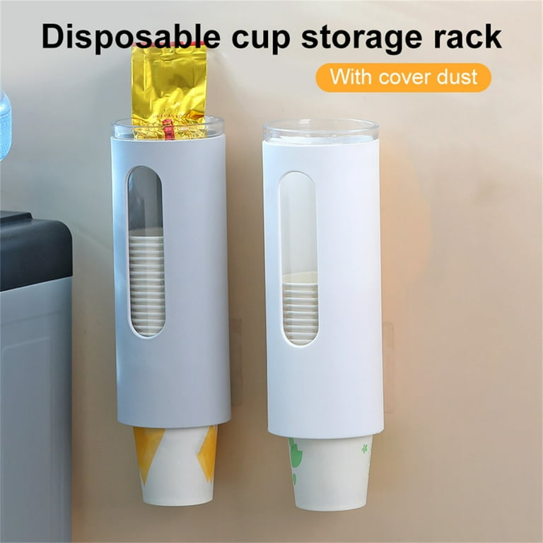 Disposable Paper Dispenser Cup Wall-mounted Water Cup Holder Large Capacity  Plastic Cup Container For Home Office Accessories