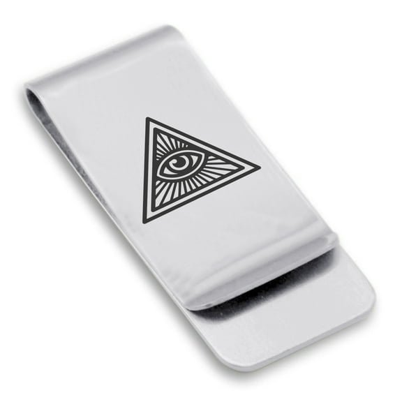 Stainless Steel Masonic All Seeing Eye Symbol Classic Slim Money Clip Credit Card Holder
