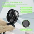thumbnail image 5 of Ventilador de escritorio con clip, ventilador USB pequeño de 3 velocidades, ventilador portátil recargable de 6,5 pulgadas, flujo de aire fuerte y rotación ajustable de 360°, alimentado por USB,, 5 of 5