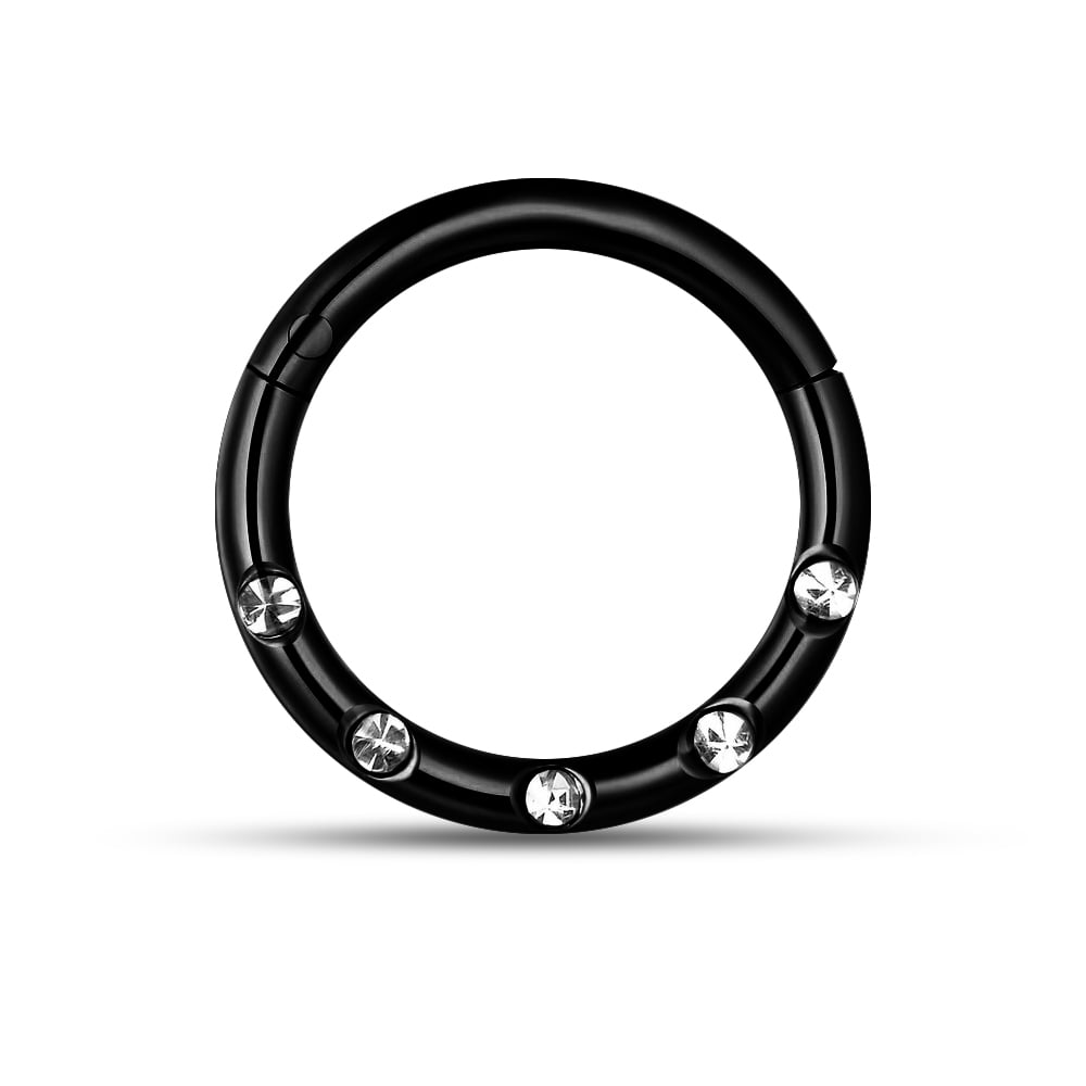 CZ Gemstone Septum Ring Hinged Septum Ring Septum ClickerEar