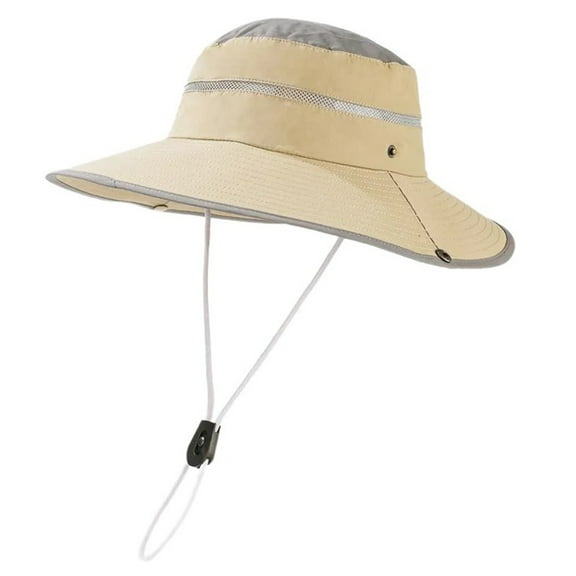 URTERYSER Large Brims Hiking Hat for Adult Breathable Waterproof Sun Hat UV Protective Hat with AdjustableStrap Foldable Visor Hat Khaki