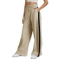 thumbnail image 5 of TrendOFT Oversized Wide Leg Sweatpants Women Baggy Casual Side Striped Track Pants Y2k Cute Lounge Baggy Palazzo Pants Beige XXL, 5 of 7
