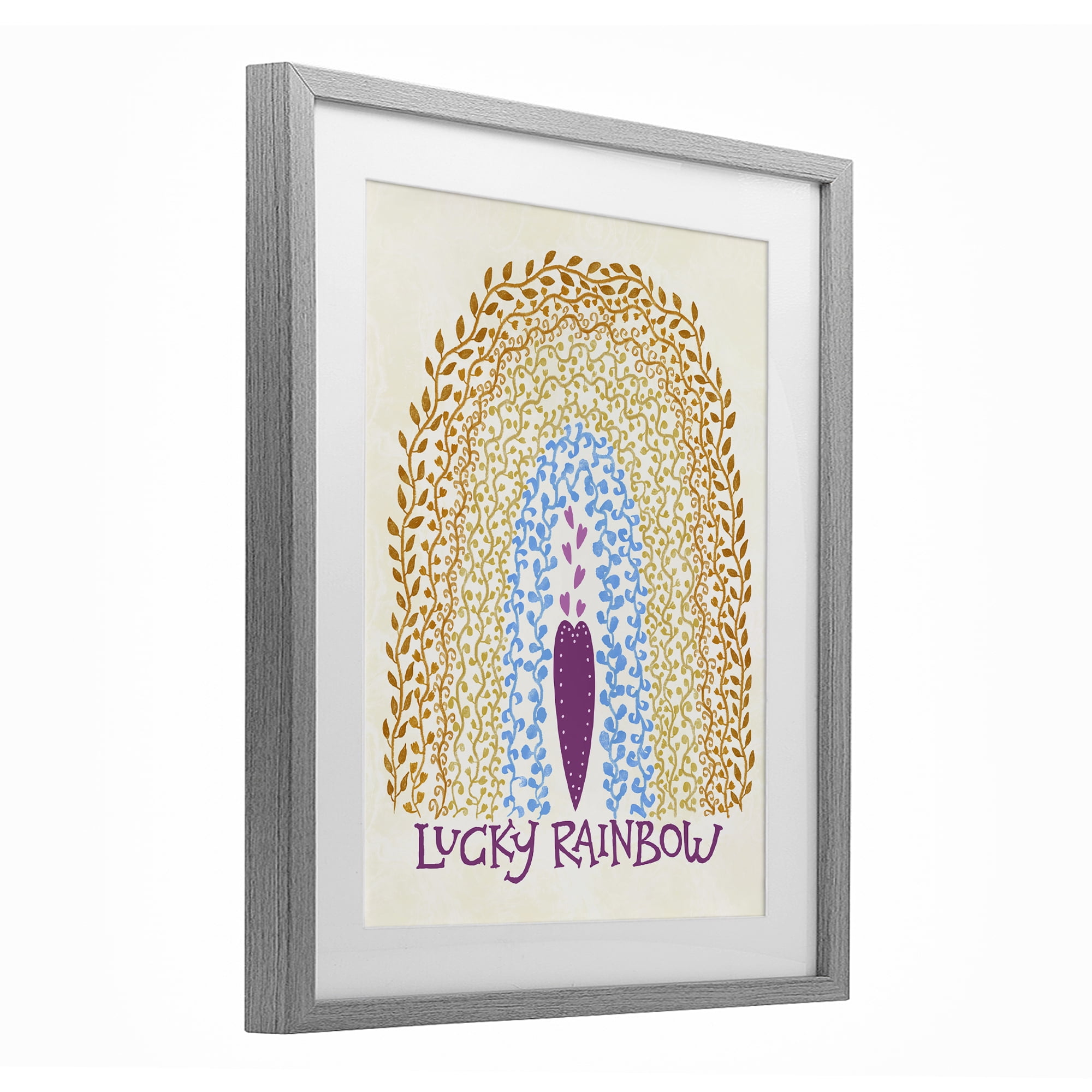 Stupell Industries Boho Lucky Rainbow Gray Framed Print Under Glass, design by Connie Summers