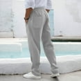 thumbnail image 7 of Mens Casual Pants Elastic Waist Drawstring Lightweight Solid Trousers Loose Straight Leg Long Pants with Pockets Gray M, 7 of 7