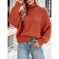 thumbnail image 3 of Fall Winter Women Long Sleeve Cable Knit Sweater Batwing Turtleneck Pullover, 3 of 6