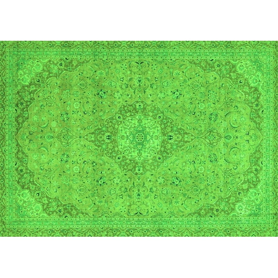Ahgly Company Indoor Rectangle Abstract Green Modern Area Rugs, 3' x 5'