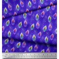 thumbnail image 3 of Soimoi Blue Cotton Cambric Fabric Peacock Feather Decor Fabric Printed Yard 56 Inch Wide, 3 of 3