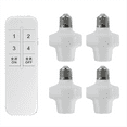 thumbnail image 1 of E27 Wireless Remote Control Light Lamp Holder Smart Bulb Adapter LED Lamp Holdere Smart Device for LED Bulb,4x Intelligent lamp holder 1x remote control,White, 1 of 6