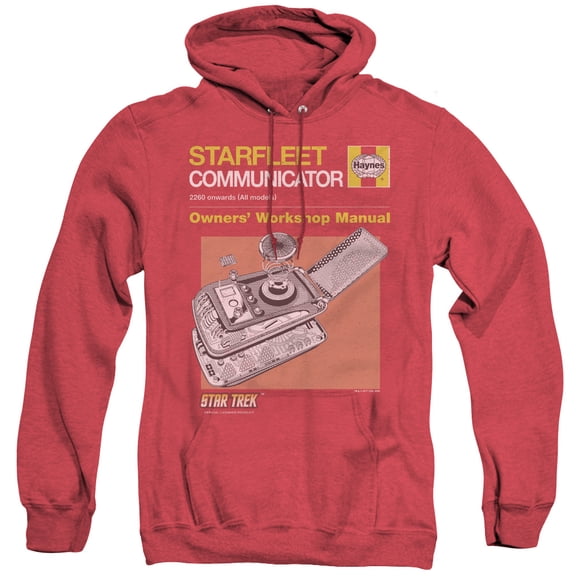Star Trek Comm Manual Adult Heather Hoodie Sweatshirt Red