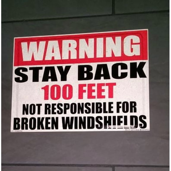 OSHA Warning Stay Back 100 200 300 500 Not Responsible For Broken Windshields Black Red Rectangle Label Decal Sticker Sign 3M Reflective Construction Dump Trailer Truck (Reflective 3M 100FT)