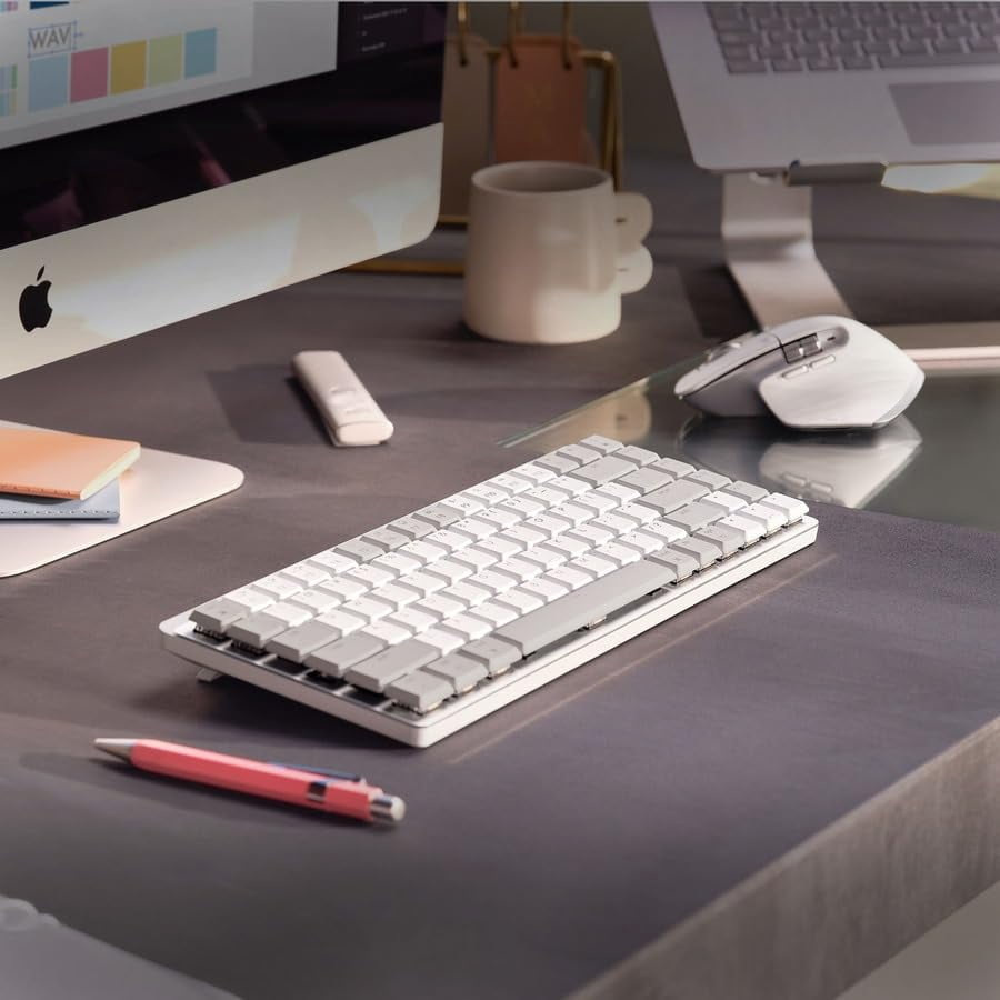 Logitech MX Mechanical Mini for Mac - Wireless Backlit Keyboard, Tactile Quiet Switches (Pale Grey)