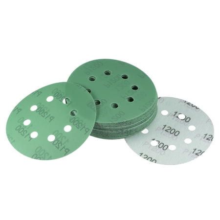 

25 Pack Green Film Sanding Disc 1200 Grits 5-Inch 8-Hole Aluminum Oxide Abrasive Hook and Loop Backed Sandpapers