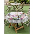thumbnail image 3 of Outdoor Tablecloth with Umbrella Hole and Zipper, Easter Bunny Round Table Cloth 60 Inch Waterproof Tablecloth, Spring Flower Daisy Tulips Farmhouse Wood Plank Picnic Table Cover for Patio Camping, 3 of 7