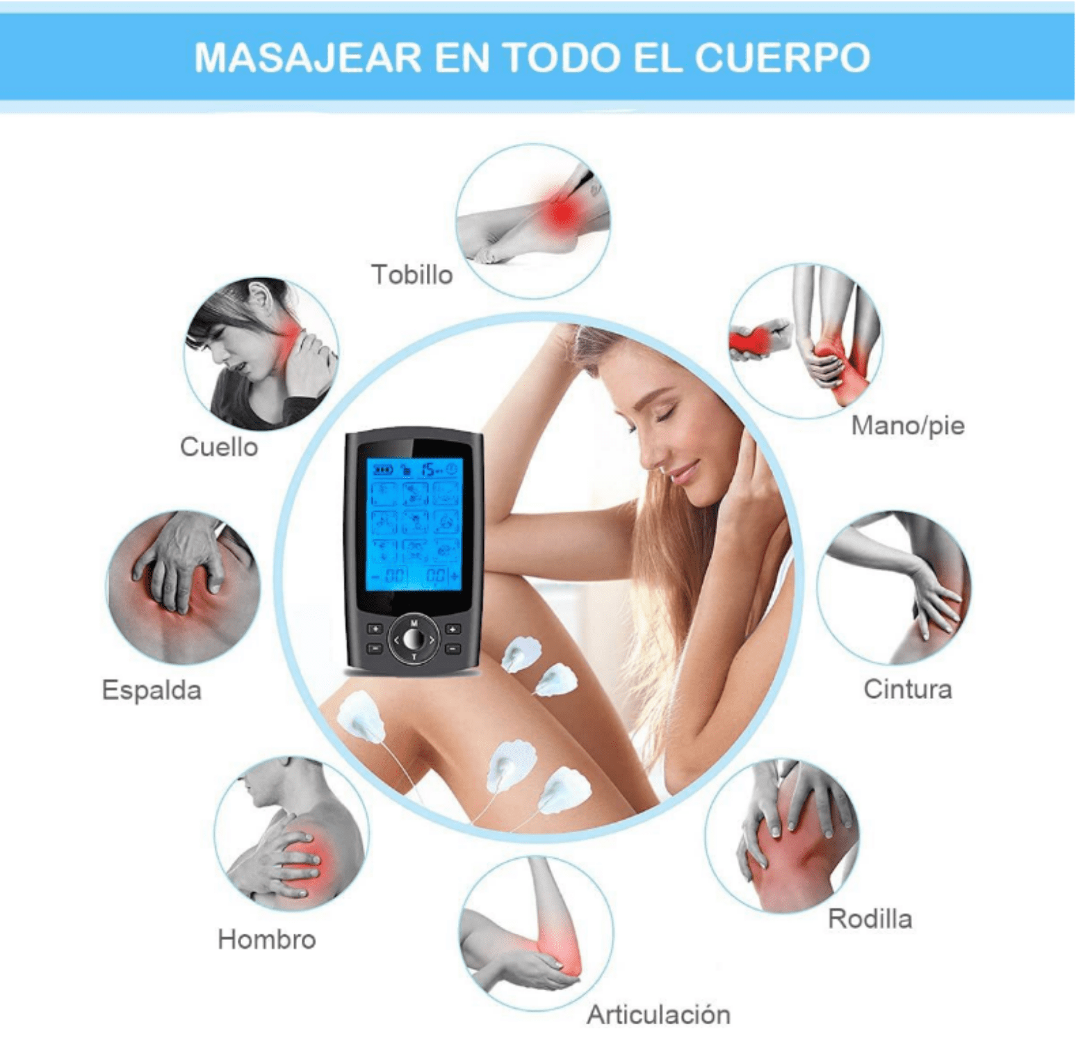 INSMART TENS Unit Rechargeable Muscle Stimulator EMS Dual Channel with 10 Reusable Electrode Pads 36 Modes for Back Neck Pain Muscle Therapy Pain Management Pulse Massager