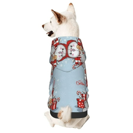 Haiem merry Christmas rabbit for Winter Dog Hoodie Sweatshirts with Pockets Warm Dog Clothes for Small Dogs Chihuahua-Medium