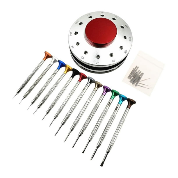 Juego de destornilladores para relojes, giratorios 360 degree, multifunción, diferentes tamaños Base de plata
