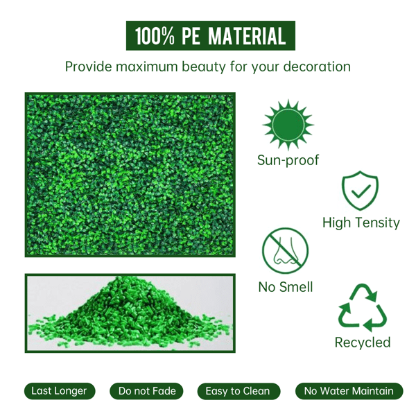 24-Pack Artificial Grass Wall Panels - 100% PE, 1.6" Thick, Sun-Proof Non-Fading, Easy Install for Indoor/Outdoor Privacy