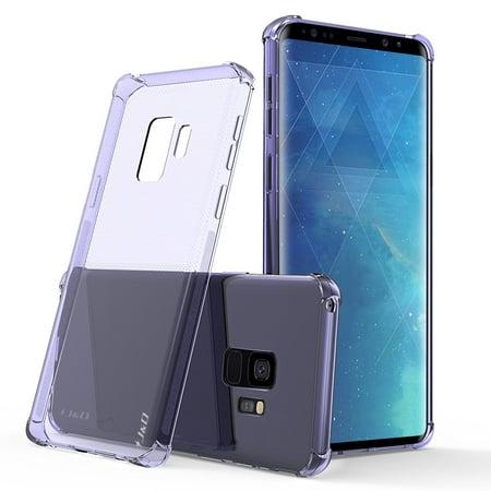 J&D Galaxy S9 Case, [Corner Cushion] [Lightweight] [Ultra-Clear] Shock Resistant Protective Slim Silicone Bumper Case for Samsung Galaxy S9 - [Not For Galaxy S9 Plus] - Purple