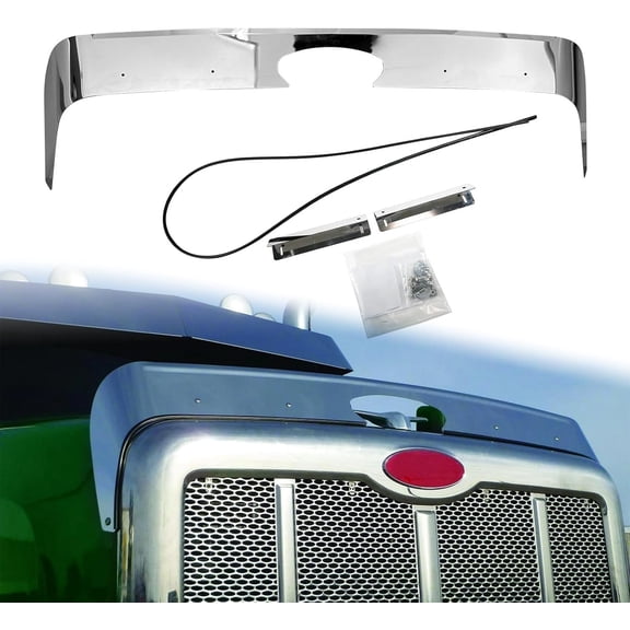 430 Stainless Steel Hood Shield Bug Deflector Compatible with 2013 Peterbilt 567 Truck