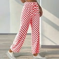 thumbnail image 2 of Puntoco Pants for women Women's able Checkered Straight Leg Casual Pants with Wide Legs Red 10(XL), 2 of 7