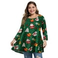 thumbnail image 2 of Attraco Womens Plus Size Tunic Tops Christmas Santa Print Plaid Blouse Shirt, 2 of 8