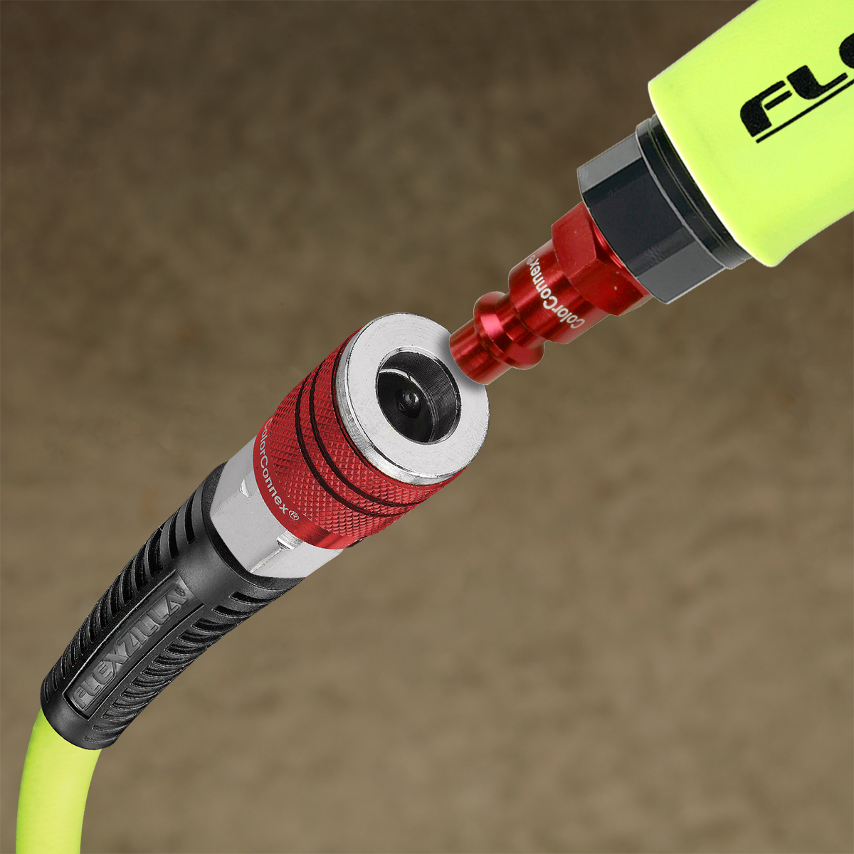 Flexzilla® Air Hose, 3/8" x 50', with ColorConnex® Coupler and Plug, Type D, Red