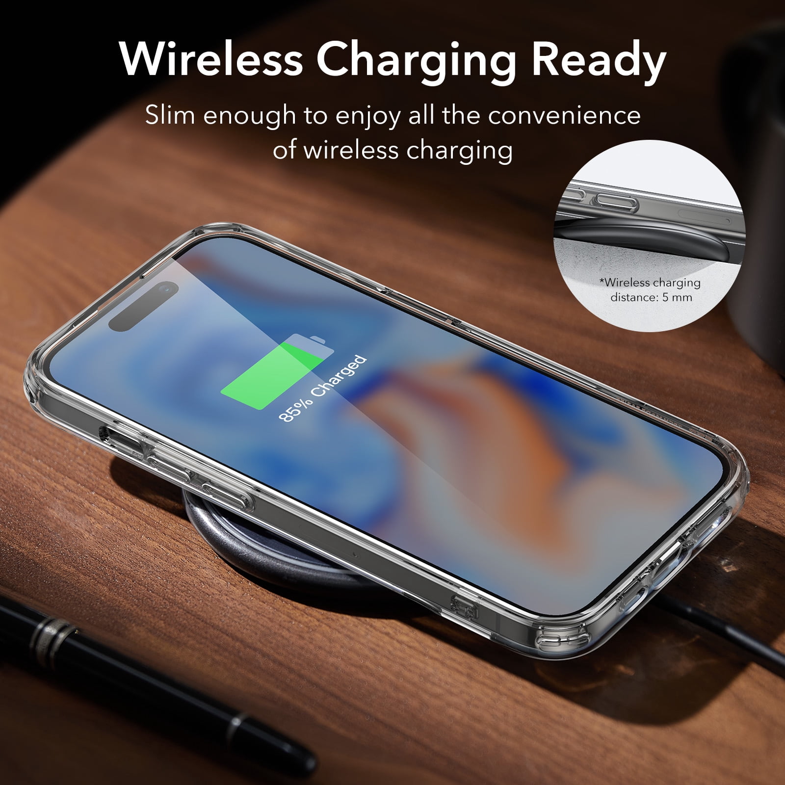 ESR Metal Kickstand Case for iPhone 15 Case 2023, Patented Two-Way Stand Reinforced Drop Protection Slim Flexible Back Cover, Clear