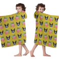 thumbnail image 4 of Yellow Boston Terrier and Flower Hooded Bath Towel，50"x30" for Ages 3 To 12 Kids, Quick Dry Lightweight Soft Microfiber Hood Beach Towel Cover Up for Kids, 4 of 7