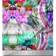 thumbnail image 1 of Soimoi Satin Silk Fabric Leaves & Tropical Flower Print Sewing Fabric Yard 42 Inch Wide, 1 of 1