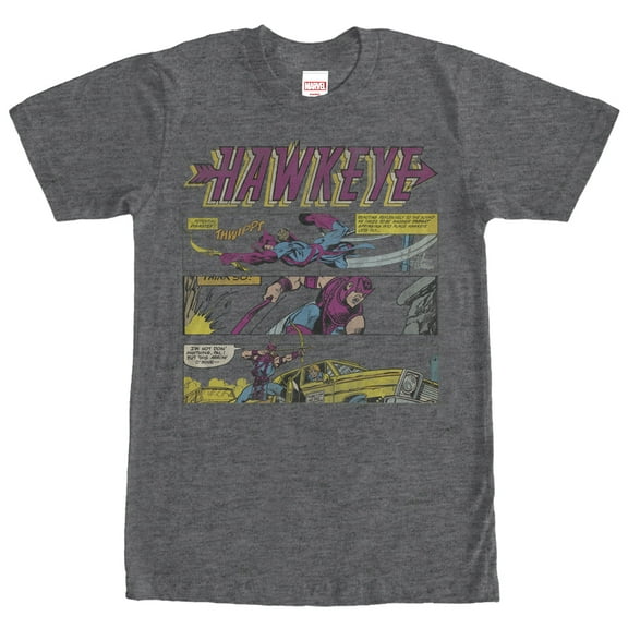 Men's Marvel Hawkeye Comic Book Panels  Graphic Tee Charcoal Heather Small
