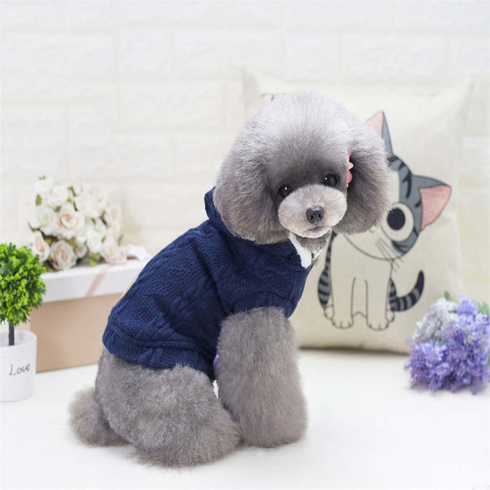 Kepooman Winter Warm Dog Sweatshirts with Hat, Pet Hooded Sweater Clothes for Puppy Small Medium Dogs, Blue, 2XL Kepooman Winter Warm Dog Sweatshirts with Hat, Pet Hooded Sweater Clothes for Puppy Small Medium Dogs, Blue, 2XL