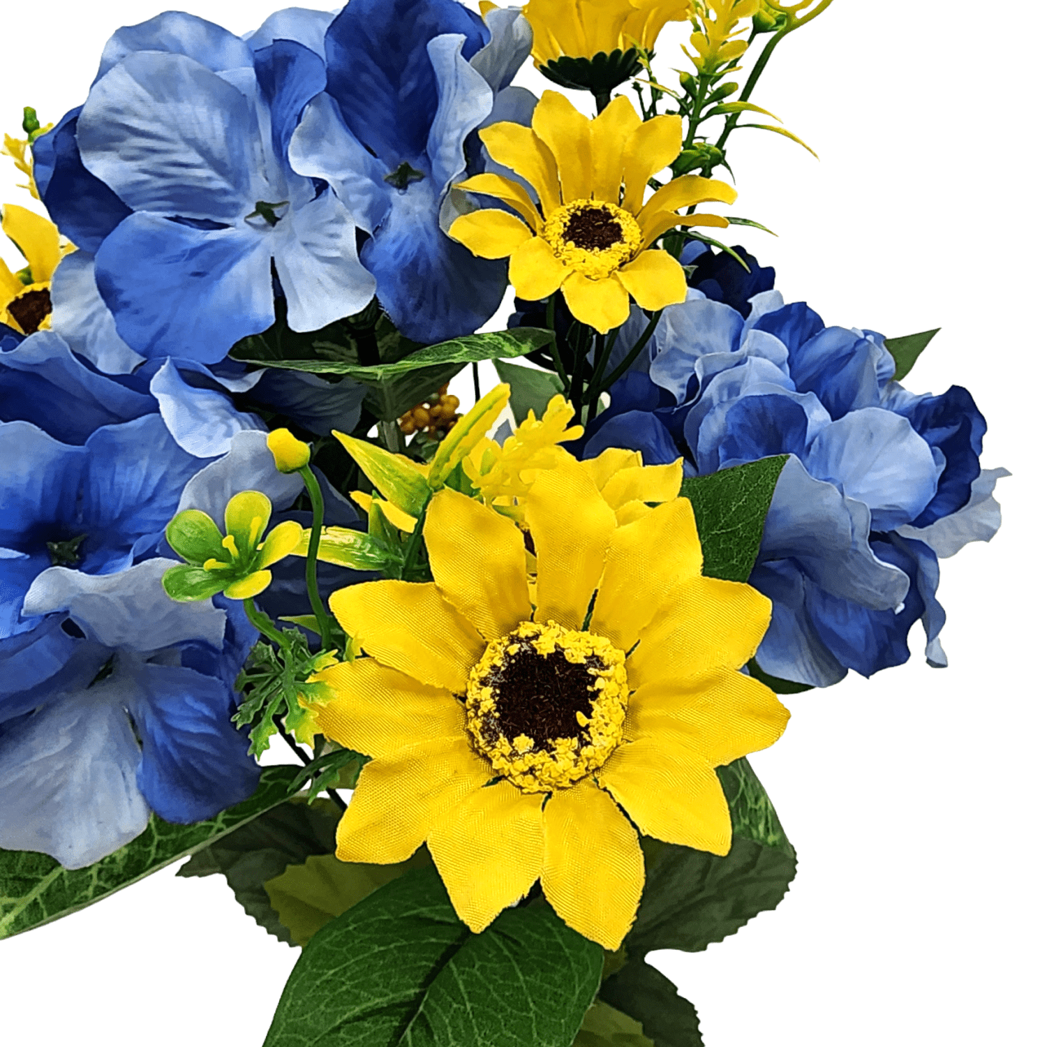 Mainstays Artificial Blue/Yellow Hydrangea 18 in Tall Summer Indoor Bush Decoration