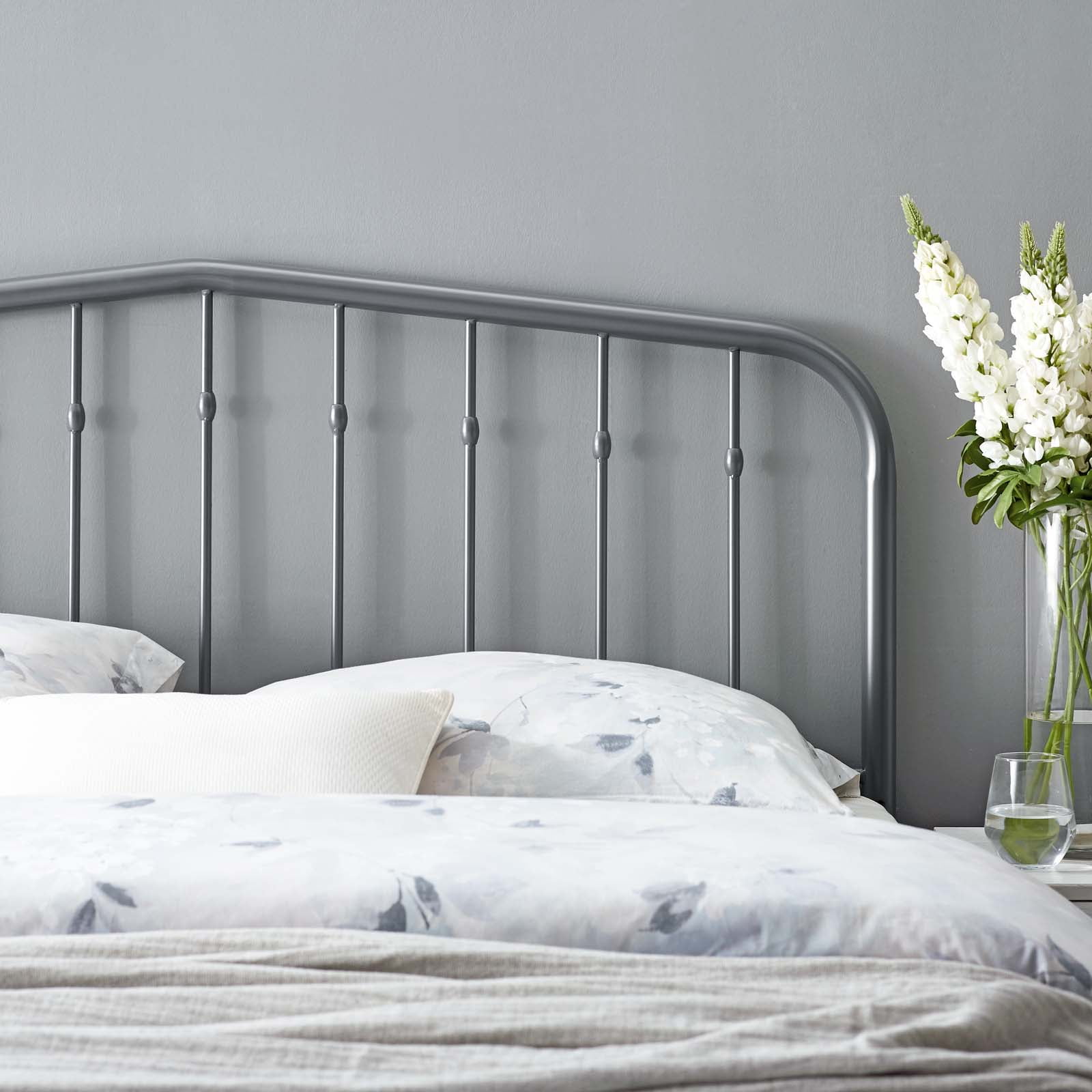 Headboard, Queen Size, Metal, Grey Gray, Modern Contemporary Urban Design, Bedroom Master Guest Suite