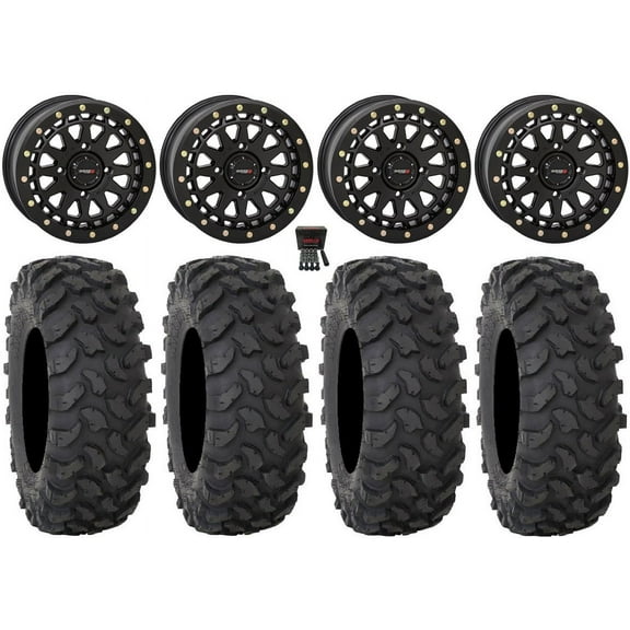 System 3 SB-6 15" Wheels Black (4 3) 35" XTR370 Tires Polaris RZR XP 1000 / PRO XP / Ranger XP 900/1000