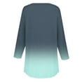 thumbnail image 4 of Green Young Adult Tops 3/4 Length Sleeve Womens Tops 2025 Spring Neck Casual Print Tunic T Shirts Three Quarter Length Womens Tops Plus Size Tops for Women, 4 of 5