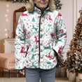 thumbnail image 6 of felwors Women's Christmas Snowflake Print Quilted Jacket - Snap Button Front Fall Winter Coat White, XXXXL, 6 of 8