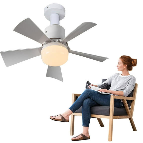 40W Ceiling Fan Light 3 Speeds E27 Socket Fan Lamp Ceiling Fan LED Lamp (White Large Remote Extender)