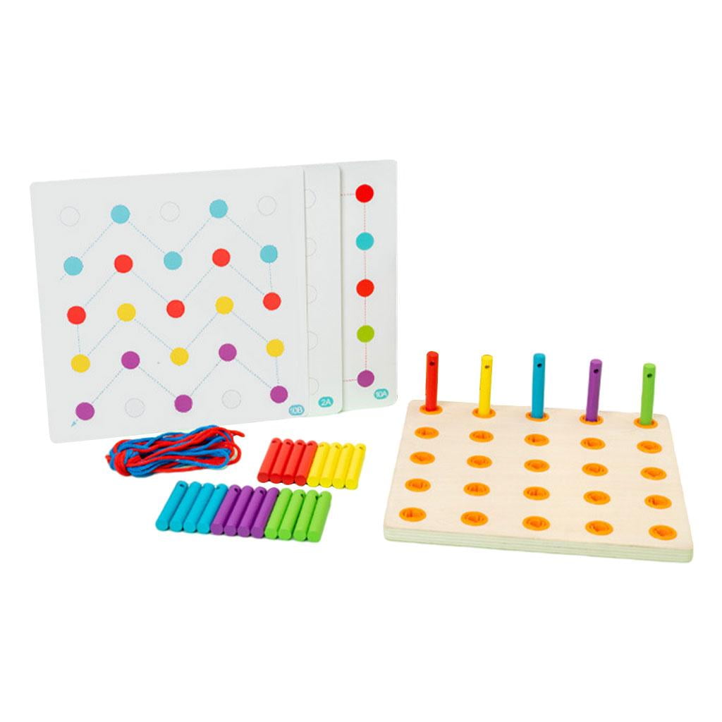Wooden Threading Toy Coordination Montessori Early board for learning