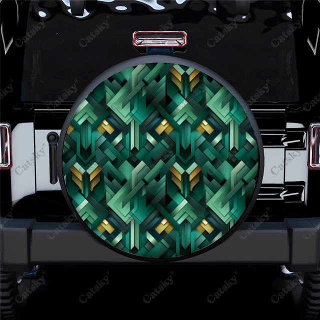 Abstract Shapes Cool Design Polyester Universal Spare Wheel Tire Cover Wheel Covers for Trailer RV SUV Truck Camper