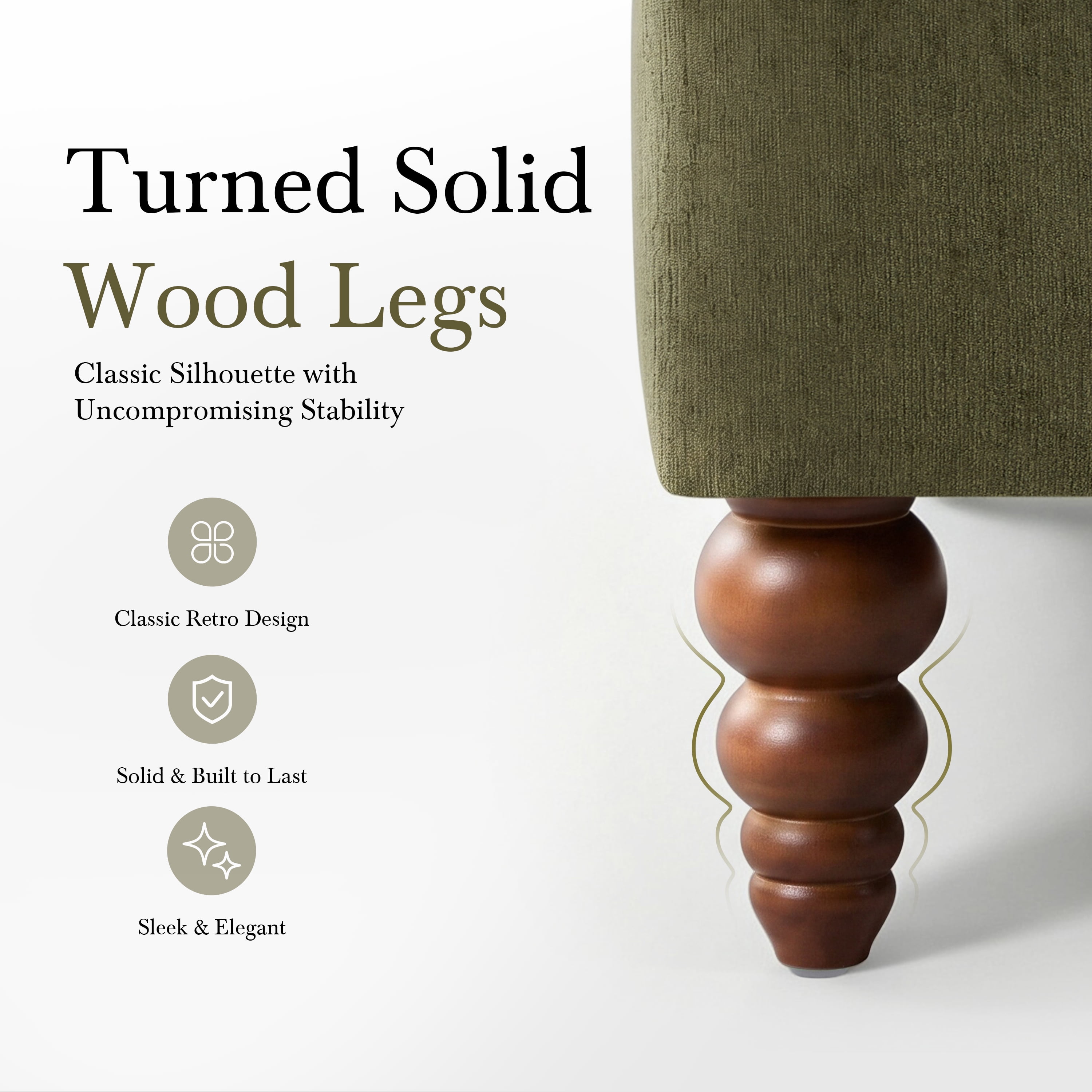 GARITIN Oversized Accent Chair 40.5 Inch, Modern Upholstered Armchair with Lumbar Pillow and Turned Wood Legs for Living Room, Green