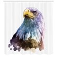 thumbnail image 3 of Bird Shower Curtain, Watercolor Bald Eagle Patriotic American Hand Drawn Animal with Brush Marks Effect, Fabric Bathroom Set with Hooks, 69W X 84L Inches Extra Long, Multicolor, by Ambesonne, 3 of 3